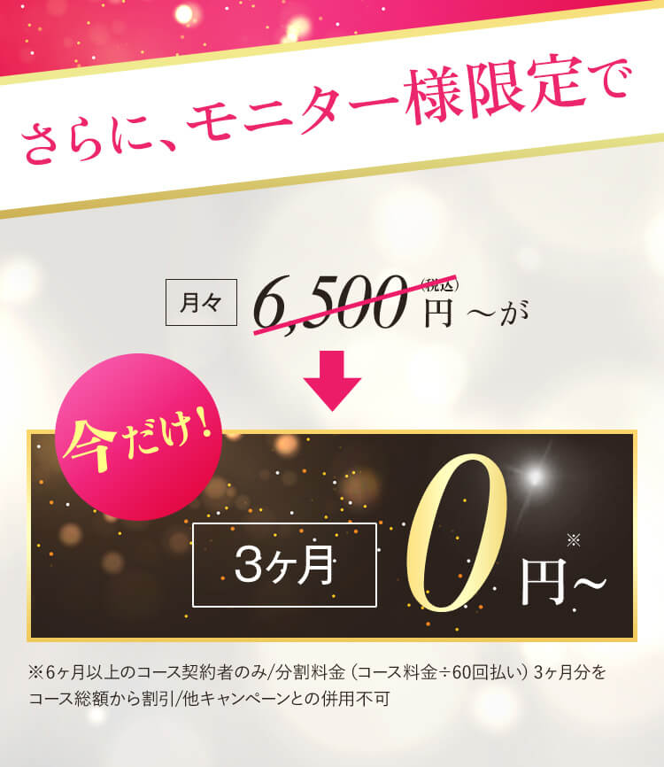 さらに、モニター様限定で今だけ6ヵ月0円