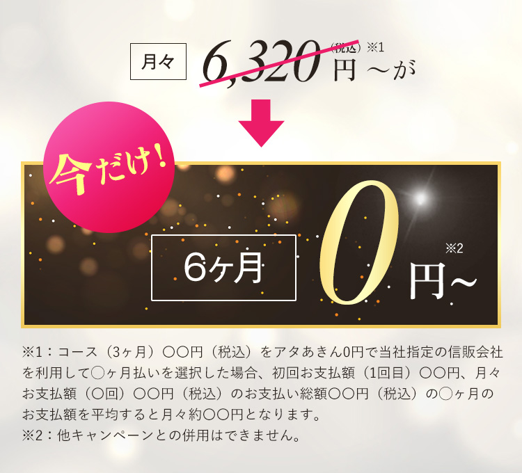 さらに、モニター様限定で今だけ6ヵ月0円