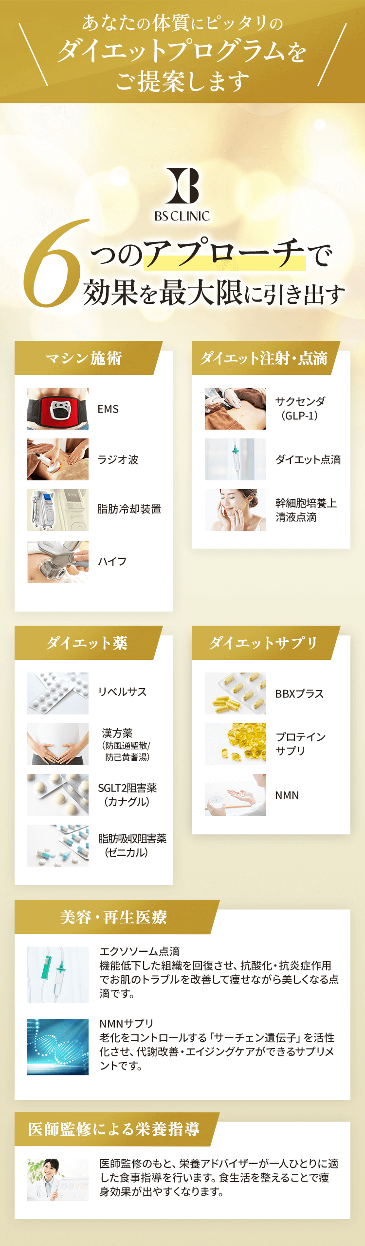 あなたの体質にピッタリのダイエットプログラムをご提案します 5つのアプローチで効果を最大限に引き出す