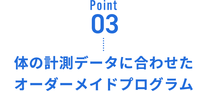Point03 体の計測データに合わせたオーダーメイドプログラム