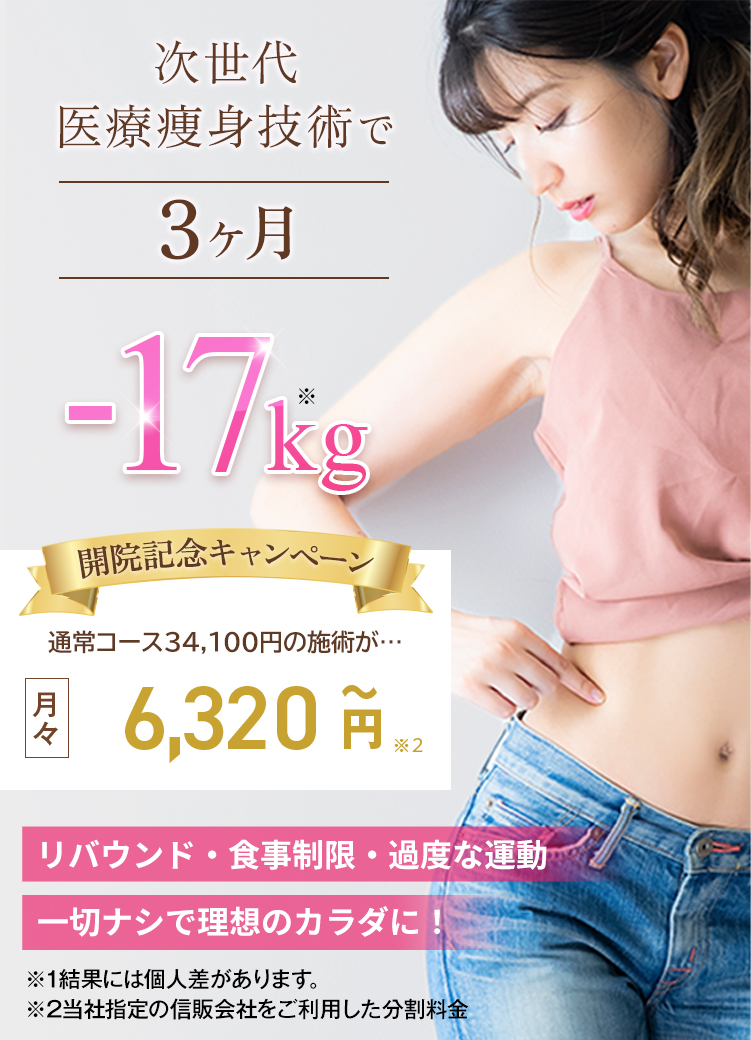 次世代医療痩身技術で3ヶ月-17kg
