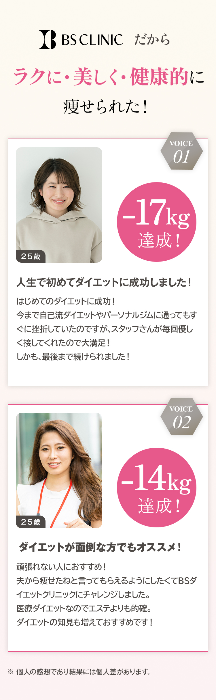 BS CLINICだから ラクに・美しく・健康的に痩せられた!