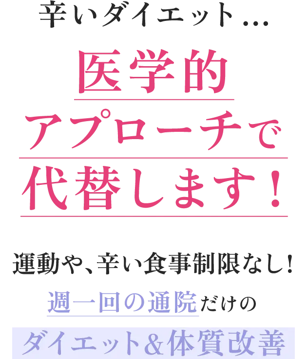 辛いダイエット…医学的アプローチで代替します！