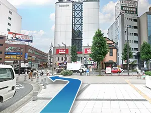 突き当りを左に曲がります。